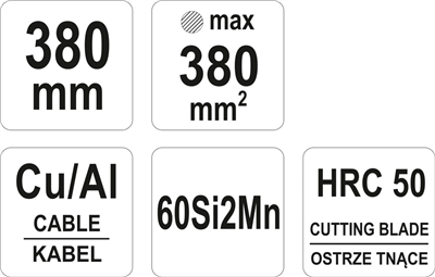 Štípacie kliešte, račňové, priemer 380 mm2, 380 mm