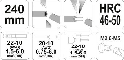 Univerzálne kliešte na káble a konektory 240 mm