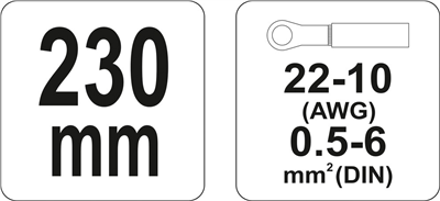 Kliešte na konektory 230 mm, 22-10 (AWG), 0,5-6,00 mm2