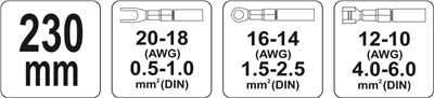 Kliešte na konektory 230 mm, 20-18 (AWG), 0,5-6,00 mm2