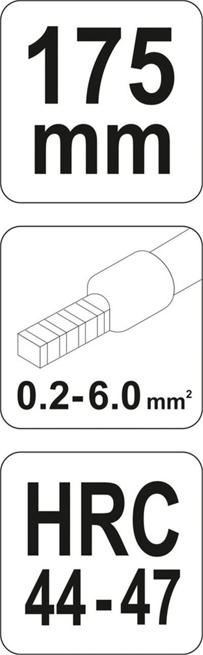 Kliešte na konektory 175mm, HRC 44-47, 0,2-6,00mm2