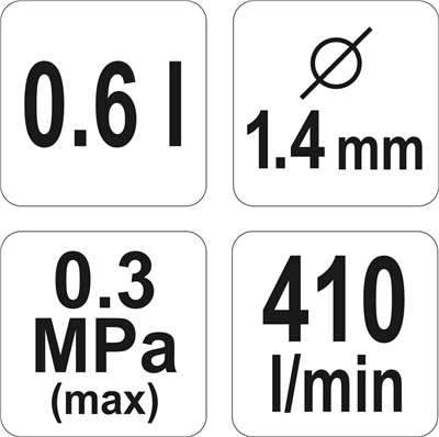 Pištoľ na farby s 0,6l 1,4 mm nádržou