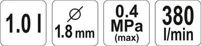 Pištoľ na farby s 1,0l 1,8 mm nádržou