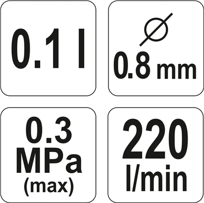 Pištoľ na farby s 0,1l 0,8 mm nádržou