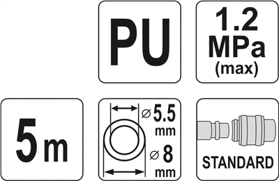 Špirálová vzduchová hadica PU 5,5x8 mm, 5 m