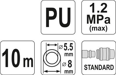 Špirálová vzduchová hadica PU 5,5x8 mm, 10 m