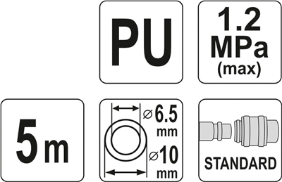 Špirálová vzduchová hadica PU 6,5x10 mm, 5 m