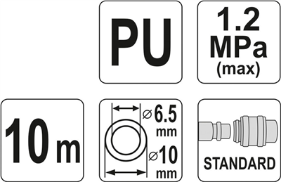 Špirálová vzduchová hadica PU 6,5x10 mm, 10 m