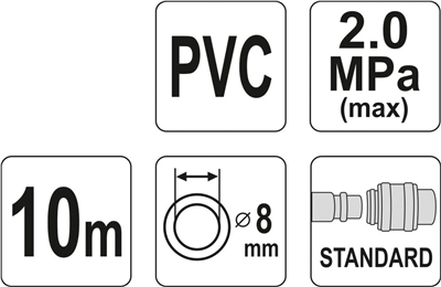 PVC vzduchová hadica 8 mm, 10 m