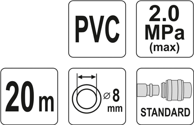 PVC vzduchová hadica 8 mm, 20 m