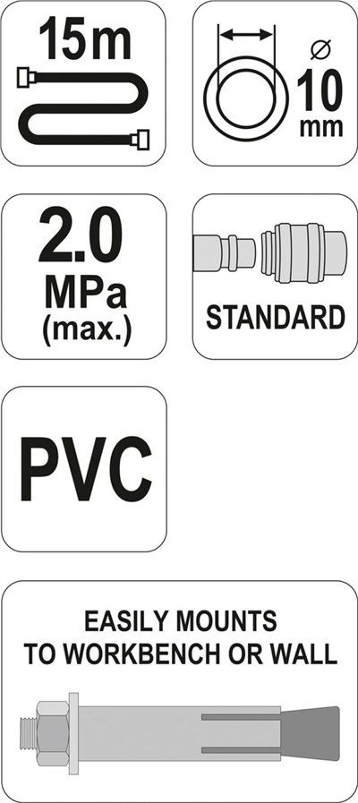 Navijak so vzduchovou hadicou PVC 10 mm, 15 m