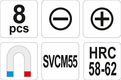 Sada 8 magnetických skrutkovačov