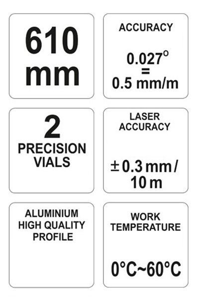 Digitálna vodováha 610 mm s laserom