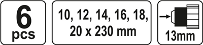 Sada hadovitých vrtákov do dreva 10,12,14,16,18,20 dĺžka 230 mm