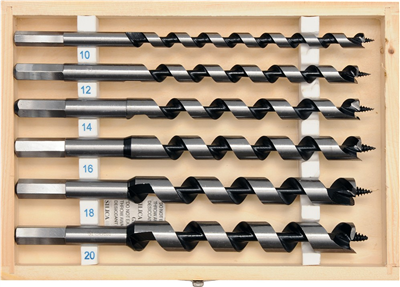 Sada hadovitých vrtákov do dreva 10,12,14,16,18,20 dĺžka 230 mm