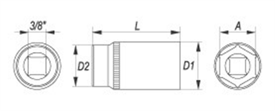 Nadstavec 3/8 