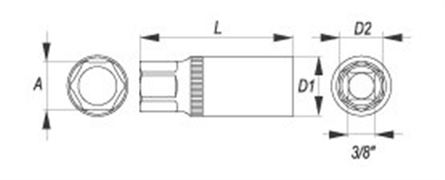Nadstavec 3/8 
