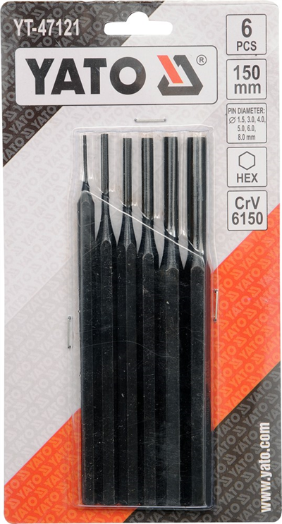 Sada dierovačov 6ks, 150mm, priemer 1,5, 3, 4, 5, 6, 8mm