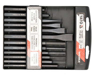 Súprava dlát, razidiel a priebojníkov 12 ks