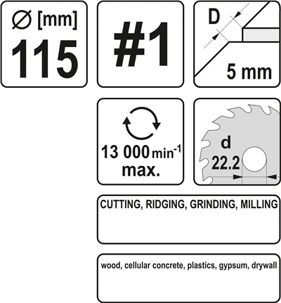 Rotačný uhlový pílový kotúč 115 mm typ 1