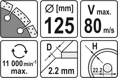 Kotúč diamantový 125 x 22,2 x 2,2 mm