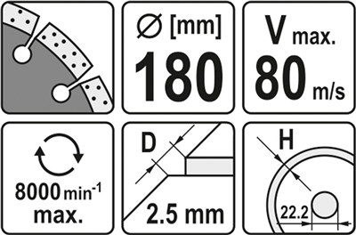 Diamantový kotúč 180 x 22,2 x 2,5 mm