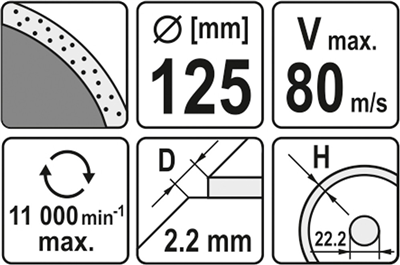 Kotouč diamantový 125 x 22,2 x 2,2 mm hladký