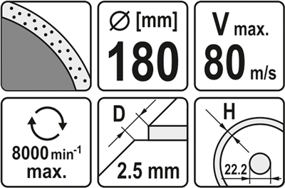 Diamantový kotúč 180 x 22,2 x 2,5 mm hladký