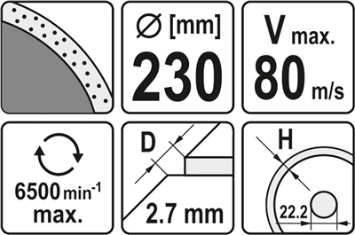 Diamantový kotúč 230 x 22,2 x 2,7 mm hladký
