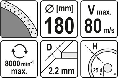 Diamantový kotúč 180 x 25,4 x 2,2 mm hladký