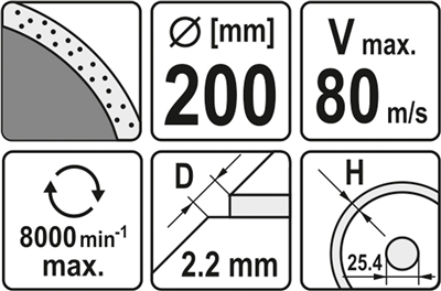 Diamantový kotúč 200 x 25,4 x 2,2 mm hladký