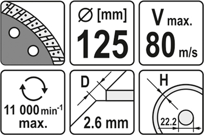 Kotúč diamantový 125 x 22,2 x 2,6 mm turbo