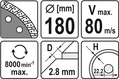 Diamantový kotúč 180 x 22,2 x 2,8 mm turbo