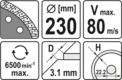 Diamantový kotúč 230 x 22,2 x 3,1 mm turbo