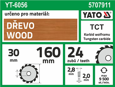 Pílový kotúč na drevo 160 x 30 mm 24z