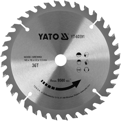 Pílový kotúč na drevo TCT 165 x 16 mm 36z (pre YT-82810)