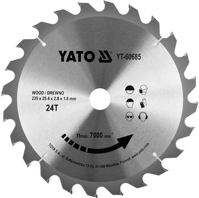 Pílový kotúč na drevo TCT 235 x 25,4 mm 24z (pre YT-82153)