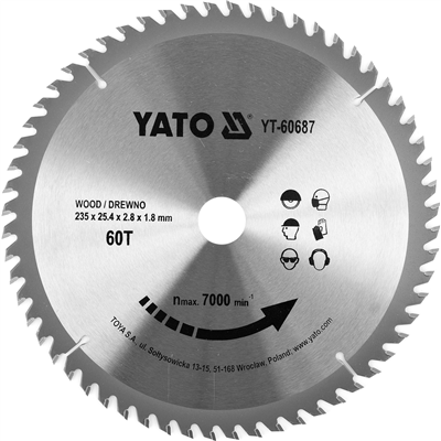 Pílový kotúč na drevo TCT 235 x 25,4 mm 60z (pre YT-82153)