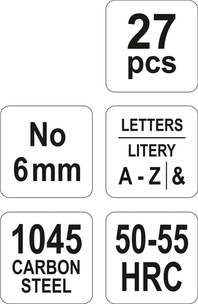 Dierovače písmen 6 mm 27 ks A-Z, &