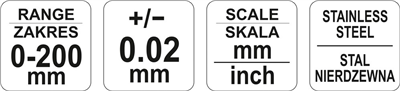 Posuvná stupnica 200 x 0,02 mm