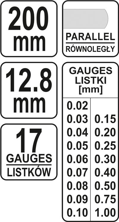 Meradlo škár 200 x 12,8 mm 17 ks