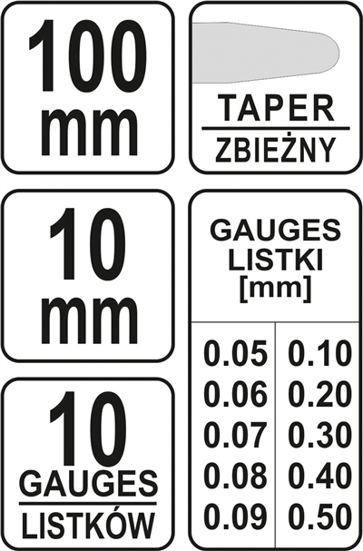 Mierka na škáry 100 x 10 mm 10 ks