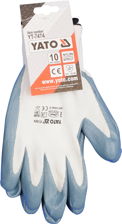 Rukavice pracovné nylon / nitril vel. 10