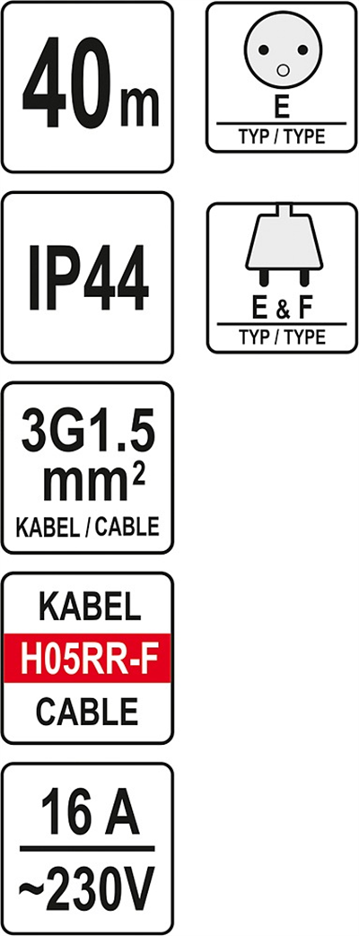 Predlžovací bubon 4 zásuvky IP44 16A 40 m