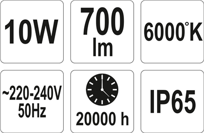 Reflektor prenosný s vysoko svietivou COB LED, 10W, 700l, IP65, 1,8m kábel