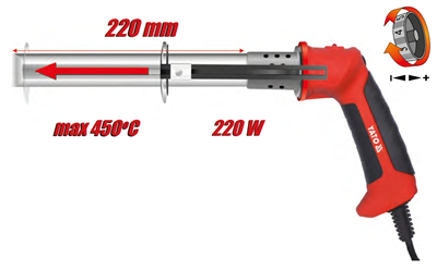 Tepelná fréza na penový polystyrén, 230 V, 220 W, 70°-450°