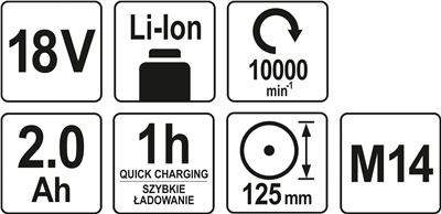 Uhlová brúska AKU 125 mm 18V 10000 ot/min