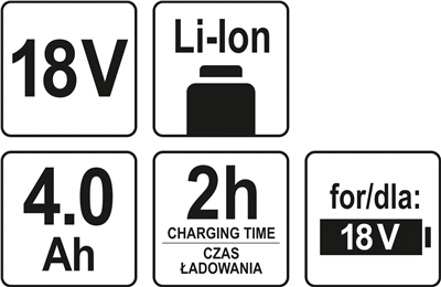 Náhradná batéria 18V Li-Ion 4,0 AH (YT-82782, YT-82788, YT-82826, YT-82804)