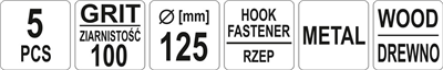 Brusný papír 125 mm P100 5 ks suchý zip