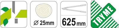 Nožnice na konáre 625 mm (priemer 25 mm) šikmo strihané AL násady